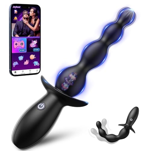 Vibrating Anal Beads Butt Plug for Beginner 4 Graduated Beads Adult Sex Toys with 9 Vibration Flexible Silicone Prostate Massager Sex Toyscouples for Men Women Couples SAMCHEON But Plug Training