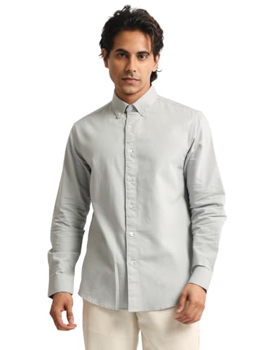 Image of MANIAC || Mens || Solid || Collared Neck || Full Sleeve || Oxford || Linen Blend Fabric || Shirt
