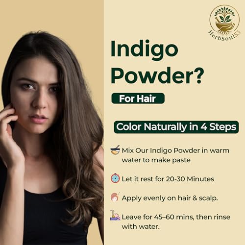 Image of Organic Indigo Leave Powder 200gm - Pure Herbal Indigofera Tinctoria Churna for Natural Black Hair Color, Hair Strength, Hair Growth & Shine | Chemical-Free, Ayurvedic Hair Dye, No Ammonia or PPD