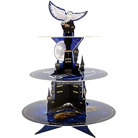 KALEFO Magical Wizard 3 Tier Cupcake Stand School Party Decorations Cake Stand Unique Birthday Halloween Party Supplies Cosplay Party Favors Table Decor (Magical) Cover