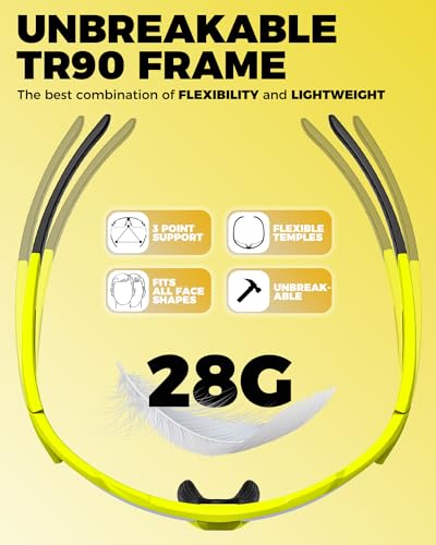 Image of Photochromic Sunglasses for Men Women, Transition Sunglasses for Cycling | Lightweight TR90 Frame, UV Protection, Photochromic Lens, Adjustable Nose Pad, Ideal for Cycling Driving Mtb Running