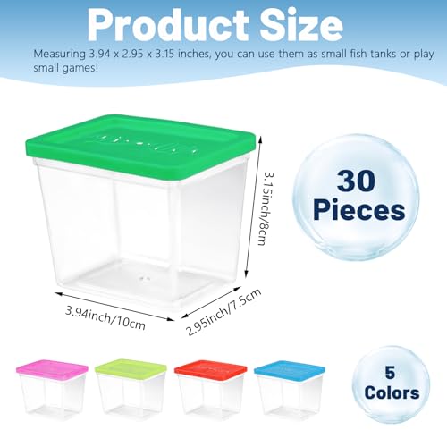 Image of 25 Pack Plastic Fish Bowl with Lids, 12 Oz Small Terrariums Carrier Cage | Mini Rectangle Gold Fish Tank, Fishbowl Candy Bowl, Tarantula Enclosure Snake Breeding Case, Fish Box for Pets