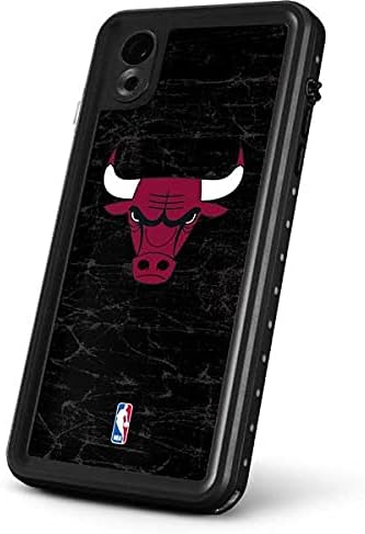 Skinit Waterproof Phone Case Compatible with iPhone XR - Officially Licensed NBA Chicago Bulls Black Distressed Design