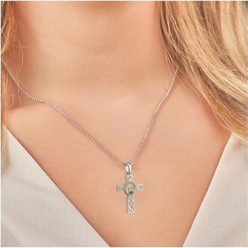 Biddy Murphy Claddagh Celtic Cross Necklace for Women, 925 Sterling Silver, Traditional Emerald Green CZ Cubic Zirconia, Imported from Ireland, 3/4" W x 1 1/8" H4