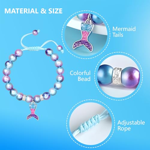 POTUS Mermaid Natural Stone Bracelet for Daughter Granddaughter Niece 4th Birthday Gift3