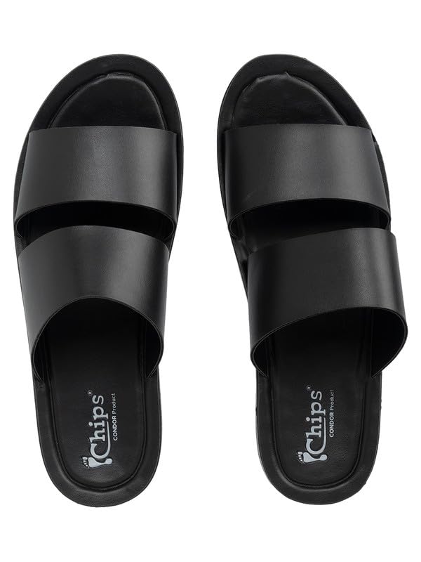 Image of Chips Men's BLACK Lightweight Slip-on Sandal Casual (ND44)