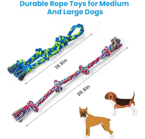 Feeko Heavy Duty Dog Rope Toys for Large Breed Aggressive Chewers, 2 Pack Indestructible Teeth Cleaning Tug of War Toy