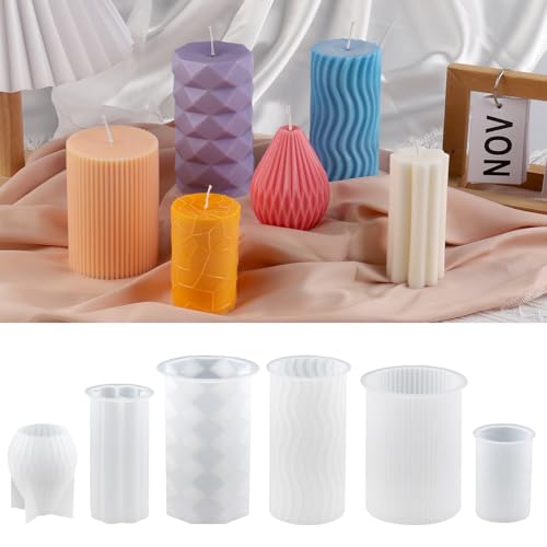 WIKIMO 6 Stück Silikonform Kerzen 3D Kerzen Selber Machen Set-Gießen Formen Kerzenformen Zum Gießen DIY Kerzenform Silikon Runde