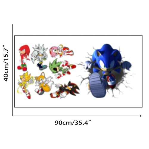 Sonic Combination Wall Decals Cartoon Wall Stickers Peel And Stick For Boys Room Mural Decor For Kids Bedroom Living Room Bathroom Vinyl Wall Decoration Gift Supplies (15.7“X35.4") #TOP5