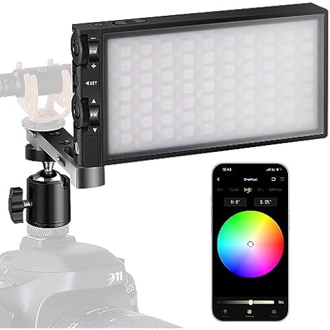 Pixel G1s RGB Video Light with APP Control, Built-in 12W Rechargeable Battery LED Camera Light, 10 Common Lighting Effects, CRI≥97 2500-8500K RGB Video Light with Aluminum Alloy Body Cover
