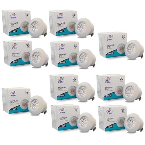 Image of D'Mak 1 Watt Round LED Button COB Warm White Focus Light for POP /Recessed Lighting (Warm White, Pack of 10)