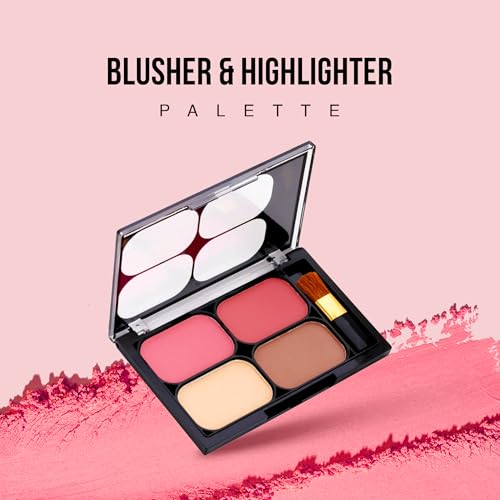 Image of Colors Queen Blush and Highlighter Palette for Face Makeup | Matte Finish, Highly Pigmented & Lightweight Silky Smooth Texture | Blusher and Highlighter Palette with Brush (Multicolor - 02)