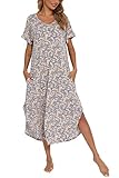 AVIIER Nightgowns for Women Cotton Night Shirt Sleepwear Ladies Soft Loungewear with Pockets (Le2, X
