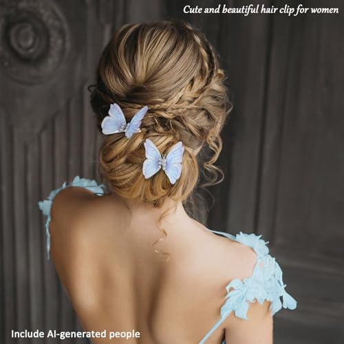 Set de 2 Pinzas Medianas para Cabello con Alas Colgantes de Mariposa Azul miniatura 4