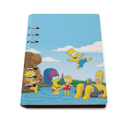 ザ_シンプソンズ(7) メモ帳 PUレザーノート ルーズリーフ式 A5 サイズ 筆記本 DIY手帳 90枚紙 新学期 進学 卒業記念品 ギフト 贈り物
