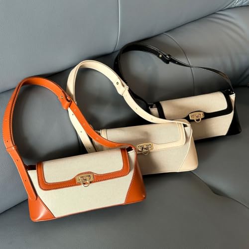 Image of Small Shoulder Bag for Women, Retro PU Leather Underarm Bag Top Handle Hobo Tote Clutch Handbag Purse with Buckle Closure