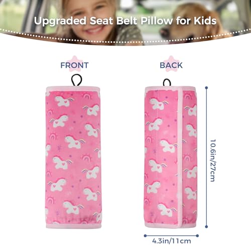 Image of COOLBEBE Seat Belt Pillow for Kids, Extra Soft Toddler Travel Pillow for Car Seat, Universal Carseat Strap Cushion Pads for Childs Baby People Adults, Pink Unicorn