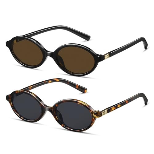 Colrea Retro Oval Sunglasses for Women Men Vintage Small 90s Y2K Trendy