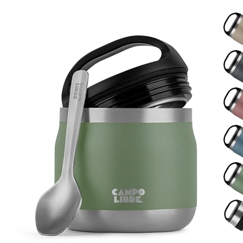 Campo Libre.® Thermobehälter für Essen, 400ml Edelstahl Thermobecher Essen mit Löffel, Warmhaltebehälter Essen, Mueslicup oder Babybrei Warmhaltebox, Thermo-Essensbehälter erhältlich in 6 Farben