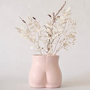 Body Flower Vase with Drainage Holes, Body Vase in Female Shape, Vase Women’s Body Po Vase, Women’s Ceramic Vase for Home Decor Flower Arrangement, Popo Vases Human Boho Decoration Sculpture (Pink)