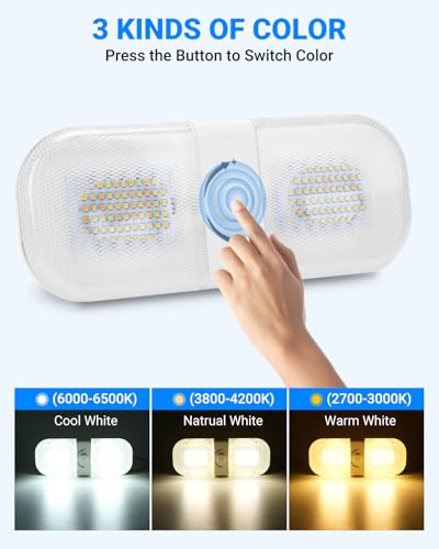 SUPAREE Wohnmobil LED Innenbeleuchtung 12V LED Deckenleuchte 12V Wohnmobil 12V LED Deckenlampe Wohnmobil Dimmbar 3 Farben 2700K-6500K mit Knopfschalter für Camper Van Caravan Boat Yacht (1 Stücke)