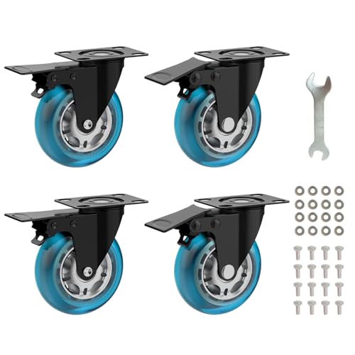 Image of Apllamo 2 Inch Plate Casters Set of 4 Double Brake Heavy Duty