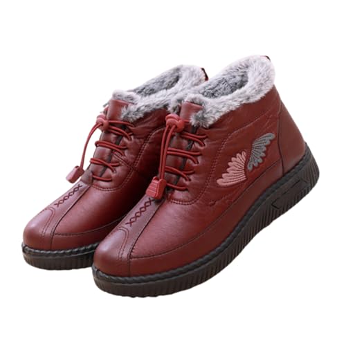 YGSIKY Botas de nieve cortas para mujer en tallas grandes, aislantes, con acolchado grueso y antideslizantes, ideales para senderismo invernal para mujeres de mediana edad y mayores. (Red,37)