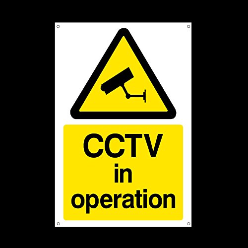 CCTV in Operation Plastic Sign with 4 Pre-Drilled Holes - Security Camera Closed Circuit TV Warning Safety (MISC11)
