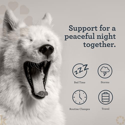 Image of Kradle Nighttime Calming Chews for Dogs - Sleep and Relaxation Support - Melatonin L-Theanine Chamomile Ashwagandha - Calming Supplement for Bedtime and Stress - Chicken Flavor - 90 Chews