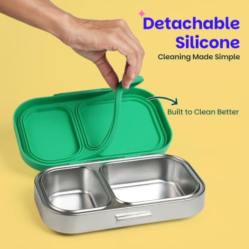 Image of Basil Bento Ace 2C Steel Lunch Box - Retro Stack