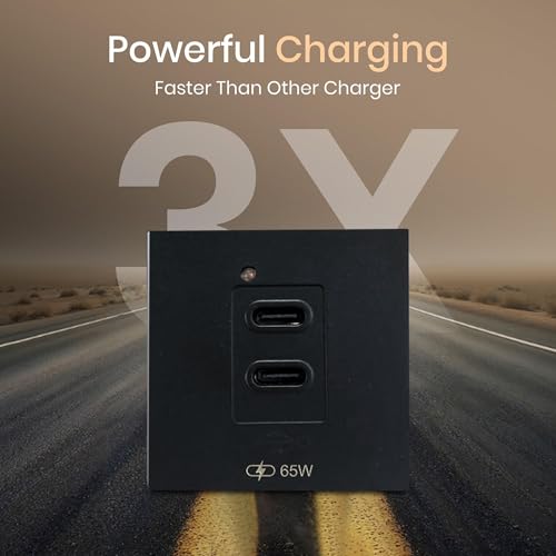 Image of MX USB-C + USB-C 65W PD GaN Charger - High-Power 45x45 mm Modular Charging Socket | Fast Charging USB Adapter | Dual Port Power Module