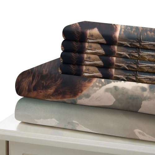 Housse de couette ours sauvage 140x200 parure lit microfibre - 7
