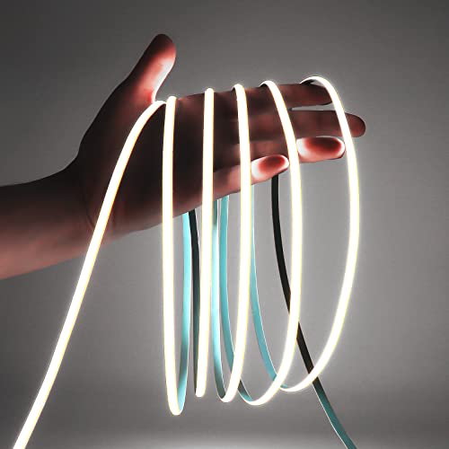 MALIIGAZA Ruban LED COB - 5 m - 24 V - Blanc froid - 6000 K - 5 mm - Ultra fin - 400 LED/m - Haute luminosité - Éclairage uniforme - Éclairage intérieur pour atelier, miroir, salon, mur (sans bloc