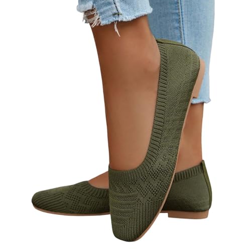 Women's Casual Flat Shoes Breathable Knit Slip On Comfortable Ballet for Daily Wear Spring Summer2