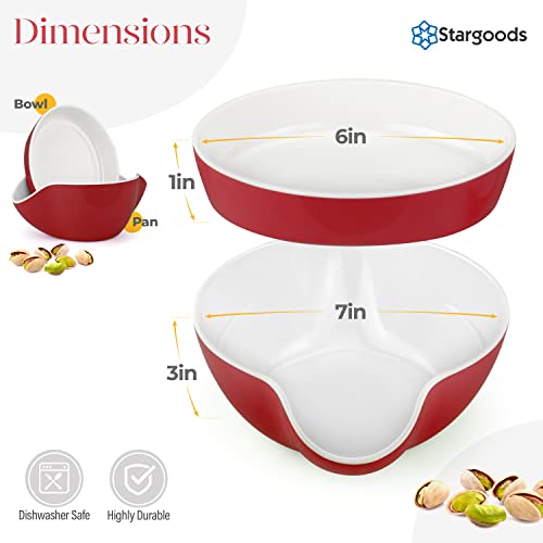 Stargoods WO-DDISH-RED Pistachio Bowl, Snack Serving Dish, Double Peanut Bowl thumb #2