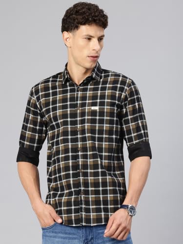 Image of Majestic Man Men's Pure Cotton Checkered Slim Fit Casual Shirt - Full Sleeve | Trendy & Comfortable
