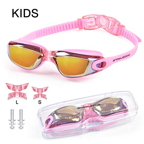 HUBO SPORTS Kids Goggles Swim Goggles for Kids with Anti-Fog,Kids Swimming Goggles with UV Protection,Pink Goggles for Kids Girls Boys Childrens Age 7-15
