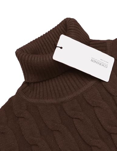 Image of COOFANDY Men's Slim Fit Turtleneck Sweater Casual Twisted Knitted Pullover | Turtleneck Design, Cable Knit Texture with Ultra Stretch, Slim Fit Thermal, Business Casual Office Wear, Fall Winter Clothing