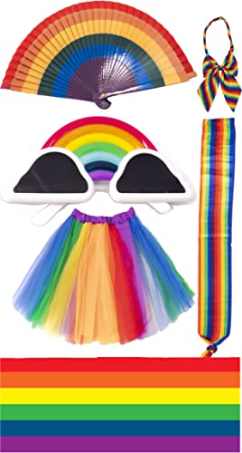 Gojoy shop-Accesorios LGBT Gay Disfraces para Adulto y Niños Conjunto Divertidos 6 Articulos Diferente para Festivos del Orgullo Gay y Mochila de Cuerdas (paquete LGBT)
