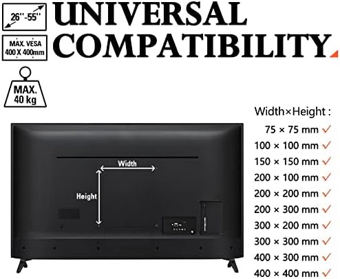 Amazon Brand - Eono Tilt TV Wall Bracket Mount for Most 26-55 inch LED, LCD, OLED and Plasma TVs with VESA 400x400mm up to 40kg, incl. Fischer Anchors, Tilting TV Bracket PL2268-MK