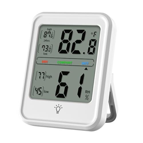 Thermomètre hygromètre intérieur numérique rétroéclairé blanc pour bureau et maison