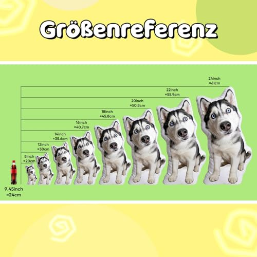 Funmii Kissen mit Foto Bedrucken Lassen, Kissen Personalisiert, Hund Katze Haustier Fotokissen, Kuscheltier mit Gesicht Foto, Lustige Fotogeschenke, Personalisierte Geschenke für Frauen Männer