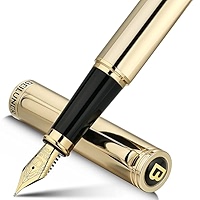 BEILUNER Luxury Fountain Pen Set,Solid 24K Gilded Fine Nib, Modern Classic Limited Edition -Includes 6 Ink Cartridges&Ink Refill Converter With Gift Case-Perfect For Men And Women(Charming Blue