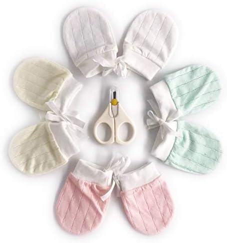 SANCNEE Baby Mittens with String 0-6 Months, Infant No Scratch Gloves Girl Newborn,4 Pairs