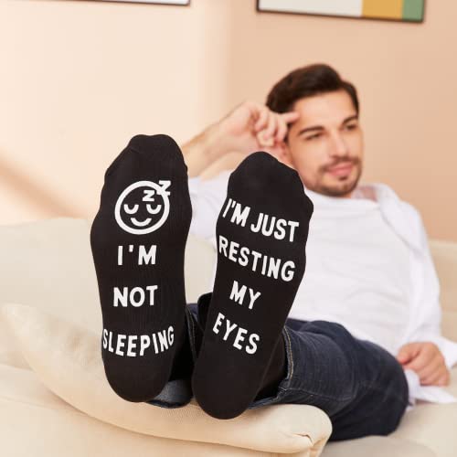 Dntlkup Funny Gifts For Dad Father’s Day Men Women Cute Novelty Lovely Socks: I’m Not Sleeping I’m Just Resting My Eyes (L, Face) #TOP1