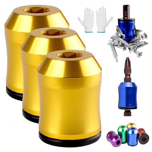 Screwdriver Head Magnetic Ring 2026 Upgraded Magnetizer Screw Removable Household Tool Magnetic Screw holder Universal Magnetizer for Hex Screwdrivers & Power Bits (3Pcs Gold)