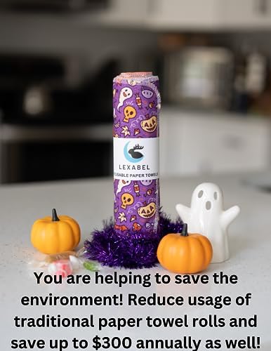 Miniatura 2 de Toallas de papel reutilizables lavables - Paquete de 12 toallas de cocina de Halloween 100% algodón, decoraciones de Halloween, toallas