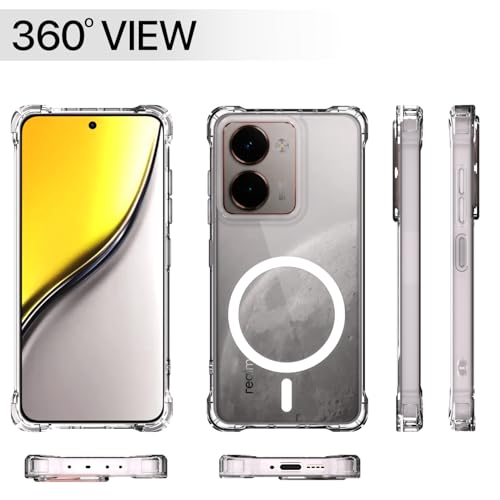 Image of Pikkme Back Cover for Realme P3 Ultra 5G Mag-Safe Shockproof PC + TPU | Protective Case Magnetic Support | Bumper Case (Transparent Mag-Safe)