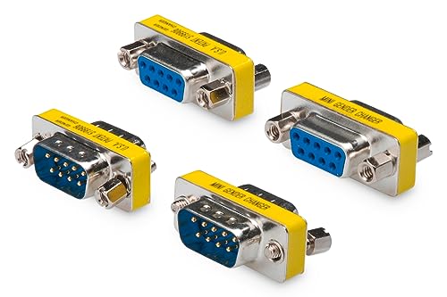 DIGITUS Set: D-Sub 9 Gender-Changer – Adapter – 9-Pin Kupplung – RS-232 – RS-485 – TTL – Metallgehäuse – 1x (Buchse zu Buchse) – 1x (Stecker zu Stecker)