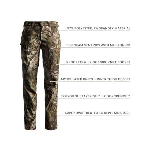 TUO Clime Pants - Performance Outdoor Pants with 4-Way Stretch, Odor Resistant and Water Repellent (Deadfall, 36 REG)